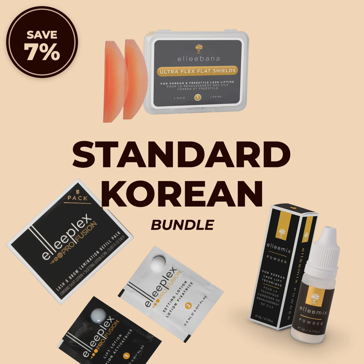 Standard Korean Lash Lift Bundle, save 7%: flat shields, ElleeMIX and Elleeplex Profusion 5 pack