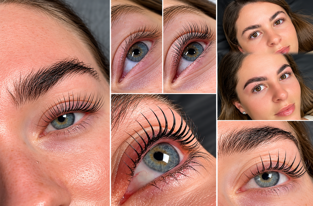 Korean lash lift results collage
