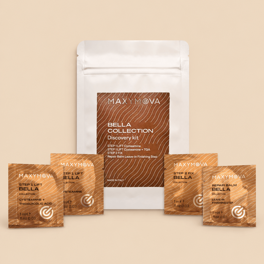 MAXYMOVA Bella Discovery Kit trial sachets for lash lift and brow lamination