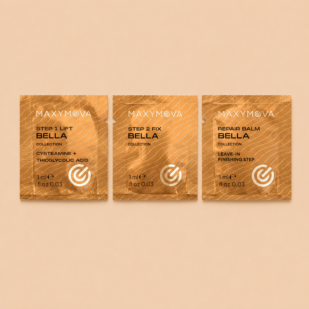 Maxymova Bella Collection Step 1 and Step 2 sachets for lash lift and brow lamination UAE