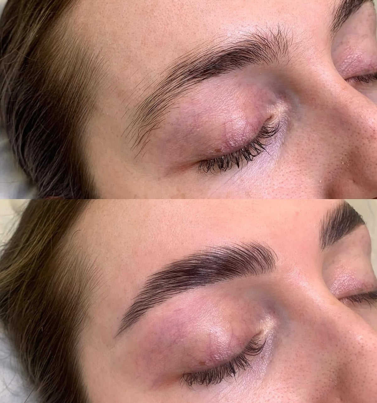 Brow lamination and tint before and after