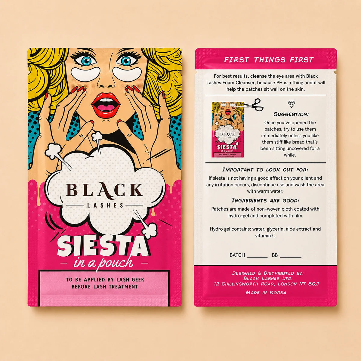 Black Lashes | Under Eye Patches Siesta in a Pouch (50x)