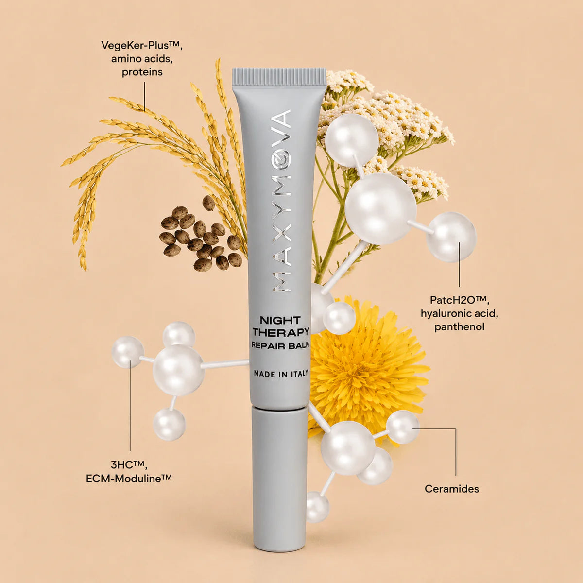 MAXYMOVA NIGHT THERAPY REPAIR BALM FOR LASHES & BROWS. NOURISHING AND STRENGTHENING TREATMENT