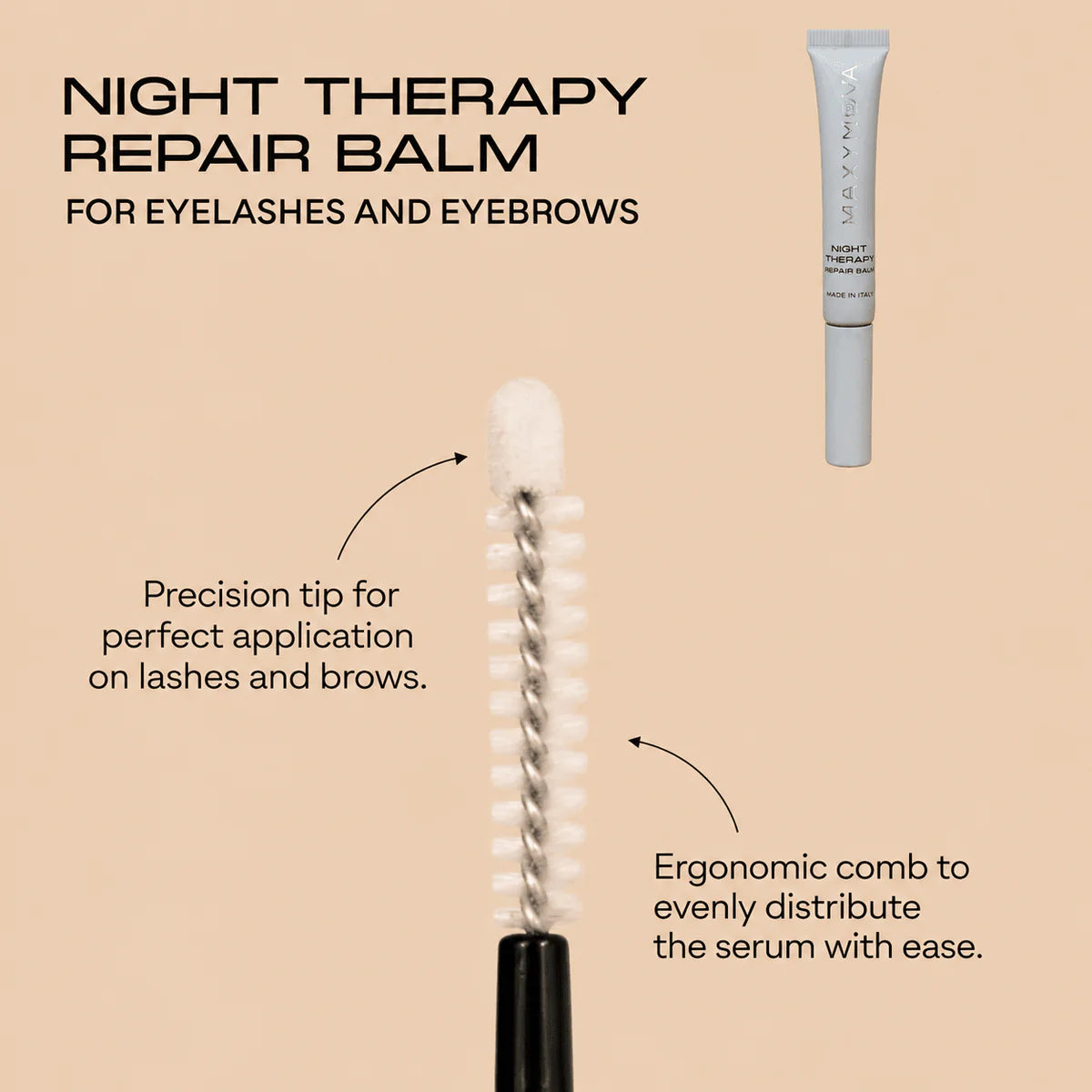MAXYMOVA NIGHT THERAPY REPAIR BALM FOR LASHES & BROWS. NOURISHING AND STRENGTHENING TREATMENT