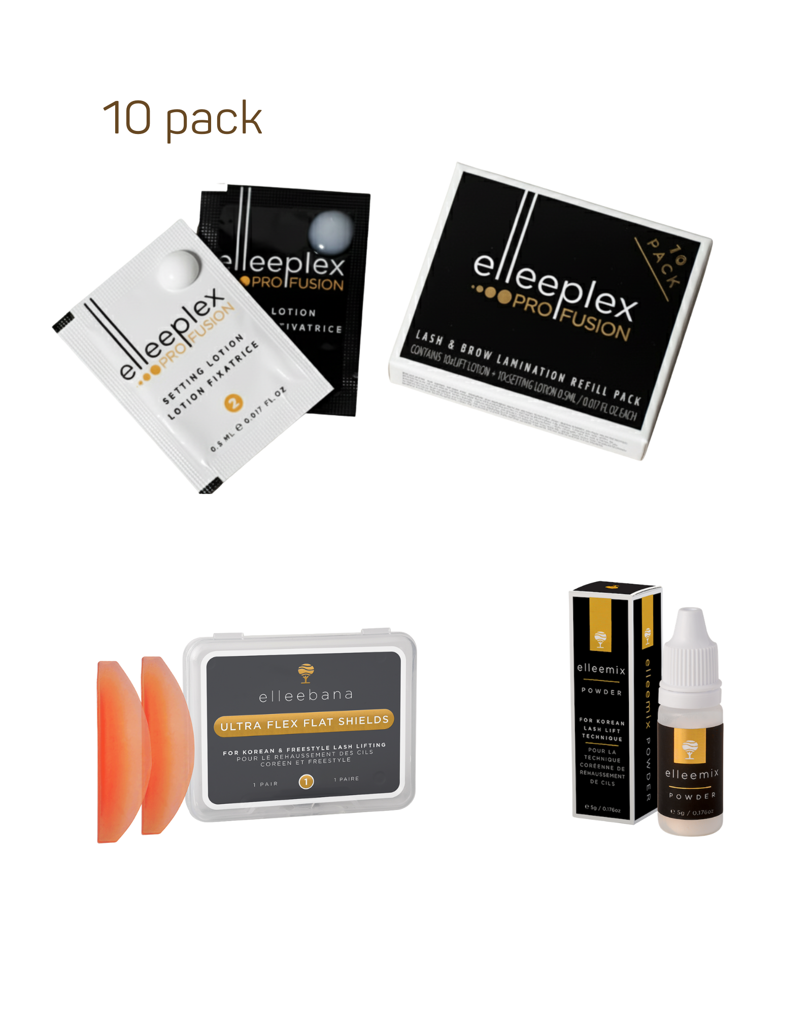 KOREAN LASHLIFT BUNDLE (Elleebana Profusion 10 Pack, Flat Shields, Elleemix)